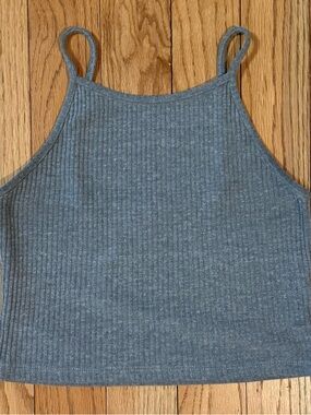 Ribbed Tank Crop Top - Gray